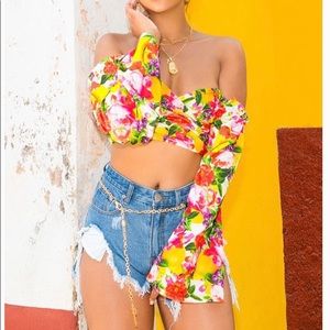 PLT Tropical Fruit Bardot Top